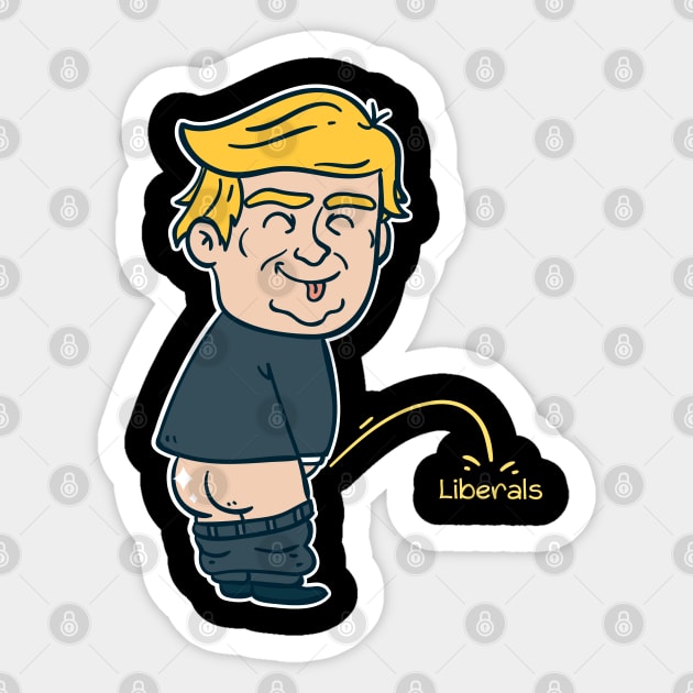 Trump Pissing on Liberals Design Sticker by Schimmi